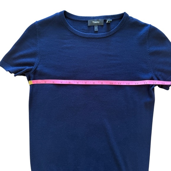 Theory Blue Short Sleeve Merino Wool Lightweight Tee - Picture 4 of 5